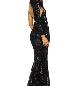 Portia And Scarlett PS2045 - One Shoulder Wrap Sequin Prom Dress