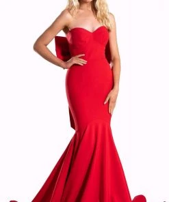 Portia And Scarlett - PS21005 Bow Accented Back Mermaid Gown