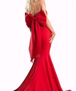 Portia And Scarlett - PS21005 Bow Accented Back Mermaid Gown