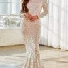 Portia And Scarlett - PS21032 Off Shoulder Long Sleeve Sequin Gown