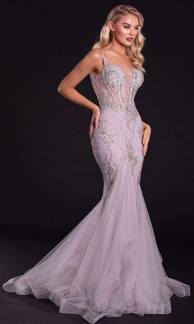 Portia And Scarlett - PS21104 Sequined V Neck Mermaid Dress With Train 7 Portia And Scarlett - PS21104 Sequined V Neck Mermaid Dress With Train