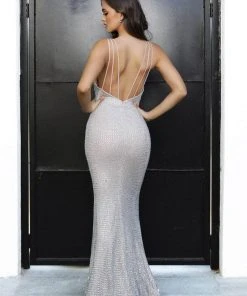 Portia And Scarlett - PS21105 Beaded Allover Cowl Neck Evening Gown