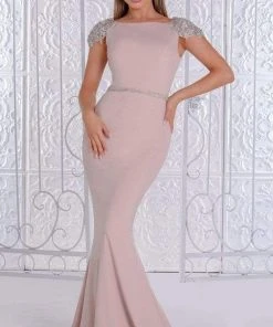 Portia And Scarlett - Ps21187 Crystal Ornate Cap Sleeve Gown