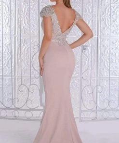 Portia And Scarlett - Ps21187 Crystal Ornate Cap Sleeve Gown