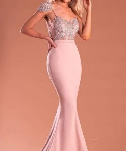 Portia And Scarlett - PS21191 Embroidered V Neck Mermaid Dress