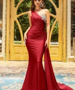 Portia And Scarlett - PS21219 Embellished One Shoulder Trumpet Dress 29 Portia And Scarlett - PS21219 Embellished One Shoulder Trumpet Dress