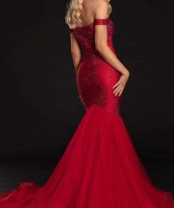 Portia And Scarlett - PS21251 Off Shoulder Glittered Trumpet Gown
