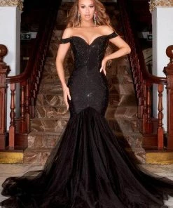 Portia And Scarlett - PS21251 Off Shoulder Glittered Trumpet Gown