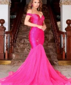 Portia And Scarlett - PS21251 Off Shoulder Glittered Trumpet Gown