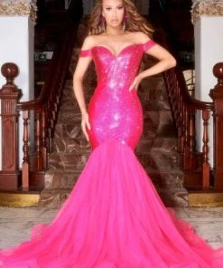 Portia And Scarlett - PS21251 Off Shoulder Glittered Trumpet Gown