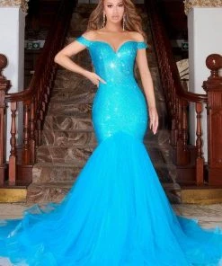 Portia And Scarlett - PS21251 Off Shoulder Glittered Trumpet Gown