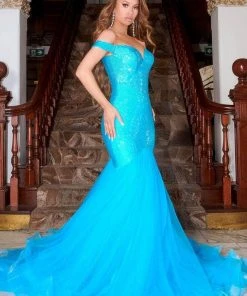 Portia And Scarlett - PS21251 Off Shoulder Glittered Trumpet Gown