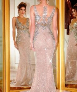 Portia And Scarlett - PS21413 Rhinestone Beaded Trumpet Illusion Gown 5 Portia And Scarlett - PS21413 Rhinestone Beaded Trumpet Illusion Gown