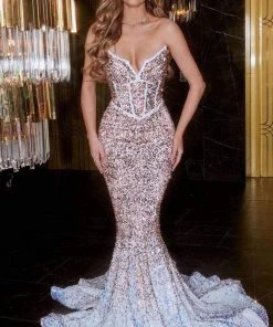 Portia And Scarlett - PS22135 V-Neck Trumpet Evening Dress