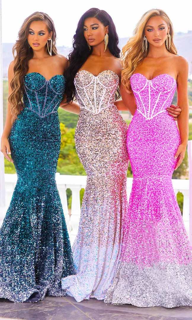 Portia And Scarlett - Ps22346 Strapless Ombre Sequin Gown 3 Portia And Scarlett - Ps22346 Strapless Ombre Sequin Gown