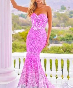 Portia And Scarlett - Ps22346 Strapless Ombre Sequin Gown 8 Portia And Scarlett - Ps22346 Strapless Ombre Sequin Gown