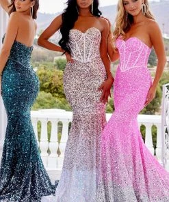 Portia And Scarlett - Ps22346 Strapless Ombre Sequin Gown 7 Portia And Scarlett - Ps22346 Strapless Ombre Sequin Gown
