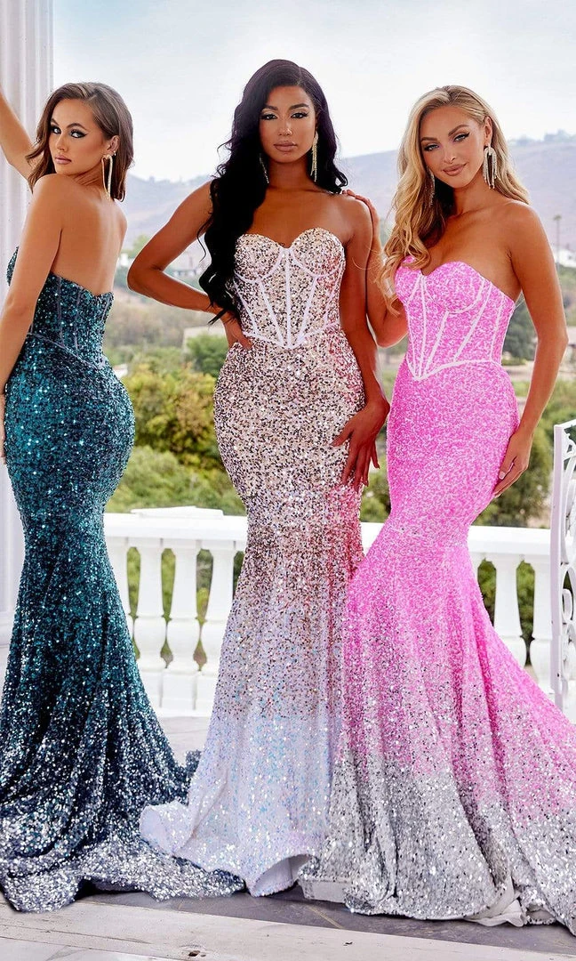 Portia And Scarlett - Ps22346 Strapless Ombre Sequin Gown 4 Portia And Scarlett - Ps22346 Strapless Ombre Sequin Gown