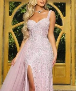 Portia And Scarlett - Ps22910 Sweetheart Embellished Slit Gown
