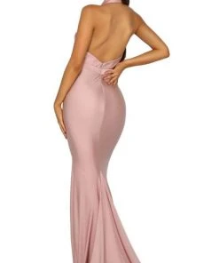 Portia And Scarlett - PS5007 Ruched Halter Evening Dress 12 Portia And Scarlett - PS5007 Ruched Halter Evening Dress