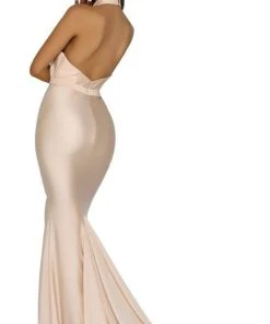 Portia And Scarlett - PS5007 Ruched Halter Evening Dress 15 Portia And Scarlett - PS5007 Ruched Halter Evening Dress
