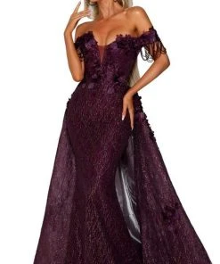 Portia And Scarlett - PS6001S Glitter Overskirt Mermaid Evening Gown