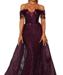 Portia And Scarlett - PS6001S Off Shoulder Overskirt Prom Gown