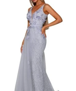 Portia And Scarlett - PS6014 Glitter Gown With Tulle Overskirt