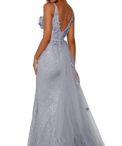 Portia And Scarlett - PS6014 Glitter Gown With Tulle Overskirt