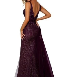 Portia And Scarlett - PS6014 Glitter Gown With Tulle Overskirt