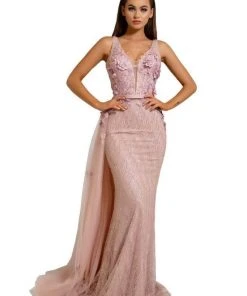 Portia And Scarlett - PS6014 Glitter Gown With Tulle Overskirt