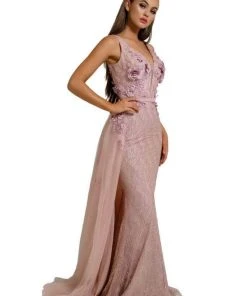 Portia And Scarlett - PS6014 Glitter Gown With Tulle Overskirt