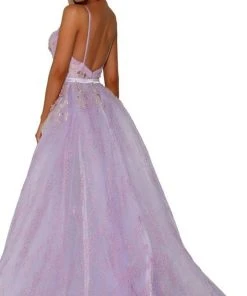 Portia And Scarlett - PS6016S Embroidered V-Neck Dress With Overskirt 12 Portia And Scarlett - PS6016S Embroidered V-Neck Dress With Overskirt