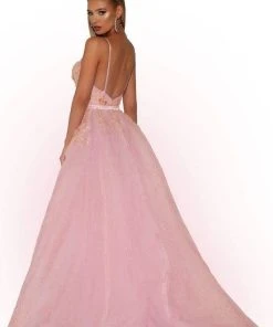 Portia And Scarlett - PS6016S Embroidered V-Neck Dress With Overskirt 10 Portia And Scarlett - PS6016S Embroidered V-Neck Dress With Overskirt