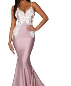 Portia And Scarlett - PS6303 Lace Appliqued Sleeveless Evening Gown