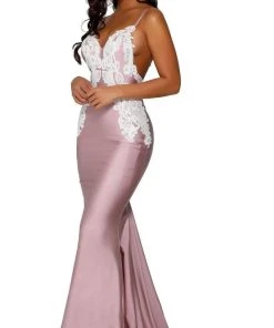 Portia And Scarlett - PS6303 Lace Appliqued Sleeveless Evening Gown