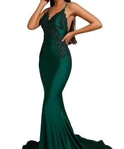 Portia And Scarlett - PS6303 Lace Appliqued Sleeveless Evening Gown