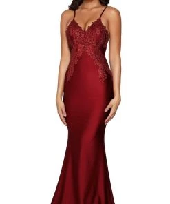 Portia And Scarlett - PS6303 Lace Appliqued Sleeveless Evening Gown