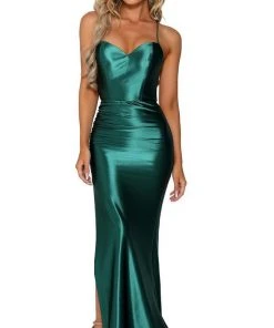 Portia And Scarlett - PS6306 Lace-Up Open Back Side Slit Evening Gown