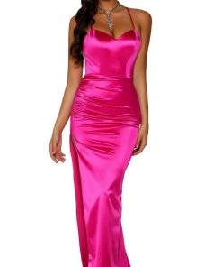 Portia And Scarlett - PS6306 Lace-Up Open Back Side Slit Evening Gown