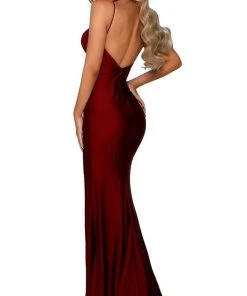 Portia And Scarlett - PS6322 V Neck Evening Dress With Slit