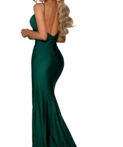 Portia And Scarlett - PS6322 V Neck Evening Dress With Slit