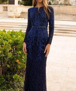 Primavera Couture - 11057 Beaded Long Sleeve Gown