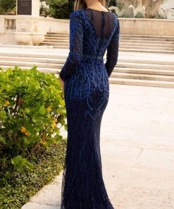 Primavera Couture - 11057 Beaded Long Sleeve Gown