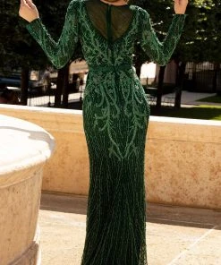 Primavera Couture - 11057 Beaded Long Sleeve Gown