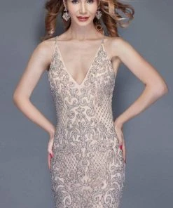 Primavera Couture - 3138 Bejeweled Plunging V-neck Cocktail Dress 27 Primavera Couture - 3138 Bejeweled Plunging V-neck Cocktail Dress