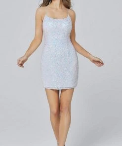 Primavera Couture - 3351 Sequined Strappy Back Fitted Cocktail Dress