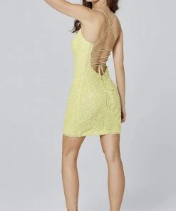 Primavera Couture - 3351 Sequined Strappy Back Fitted Cocktail Dress