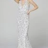 Primavera Couture - 3384 V-Neckline Embellished Sheath Dress 2 Primavera Couture - 3384 V-Neckline Embellished Sheath Dress