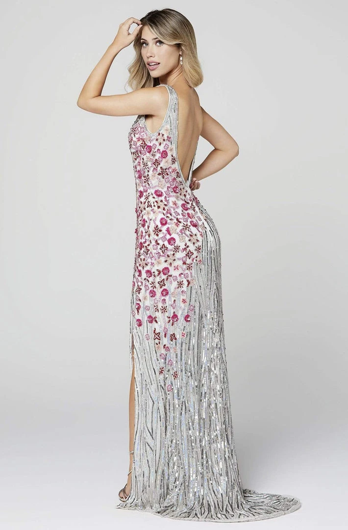 Primavera Couture - 3408 Sequined V-Neck Evening Dress 8 Primavera Couture - 3408 Sequined V-Neck Evening Dress
